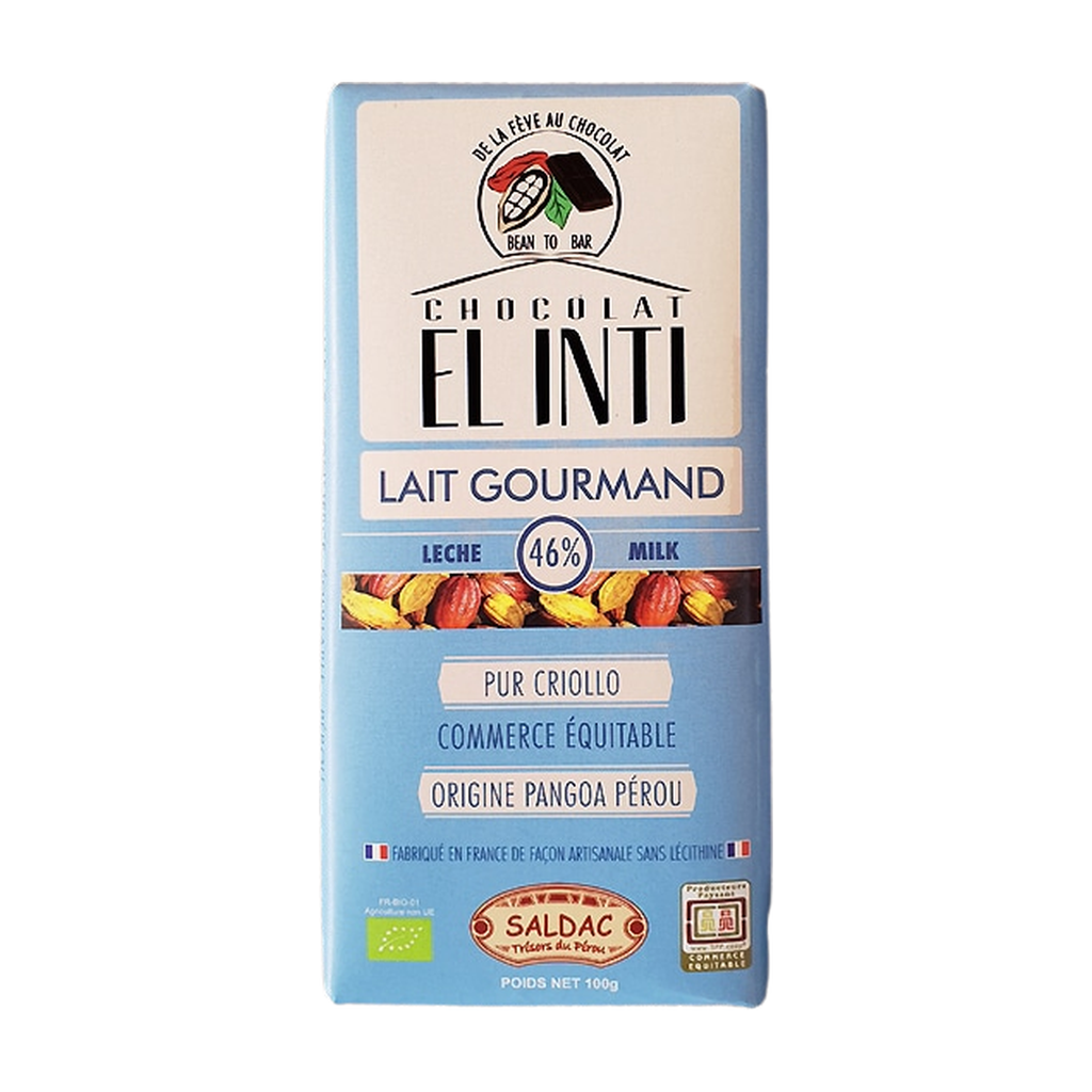 [SD-LAIT] 100g - Chocolat au lait 46% El Inti bio - Saldac