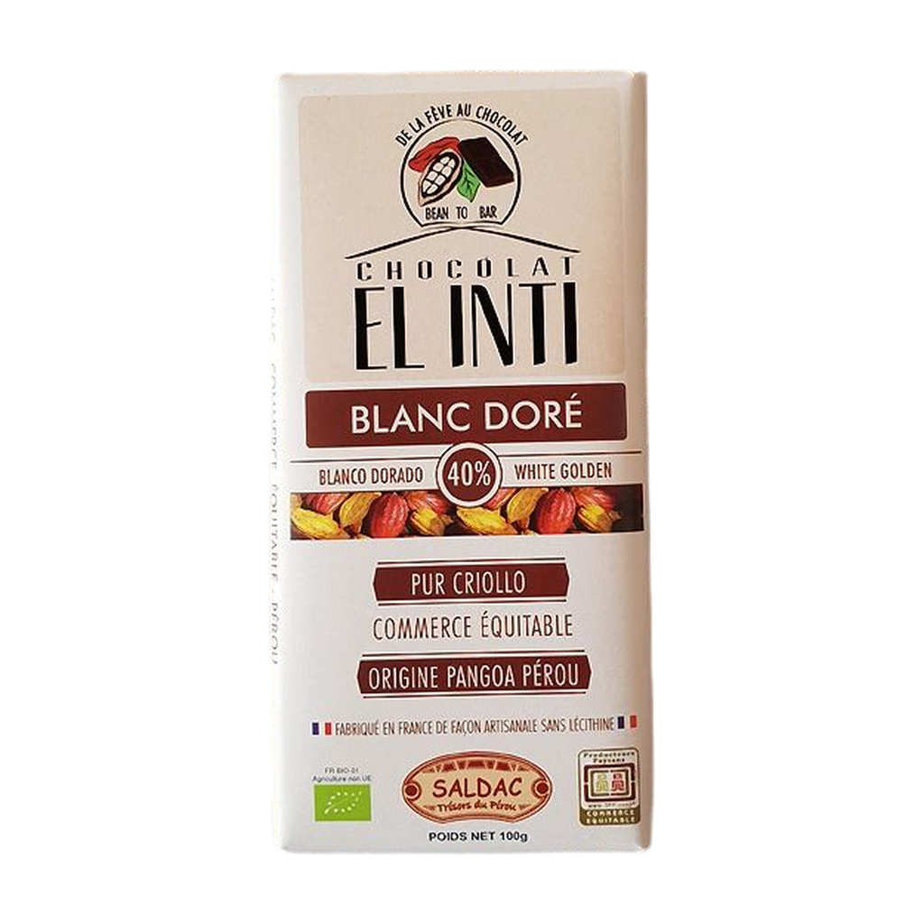 100g - Chocolat blanc 40% El Inti bio - Saldac