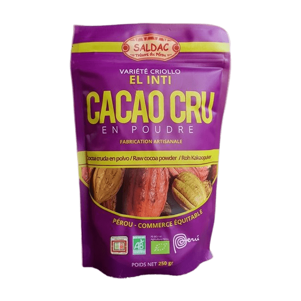 [SD-CACCRU250] 250g - Cacao pur non torréfié (Cru) en poudre bio - Saldac