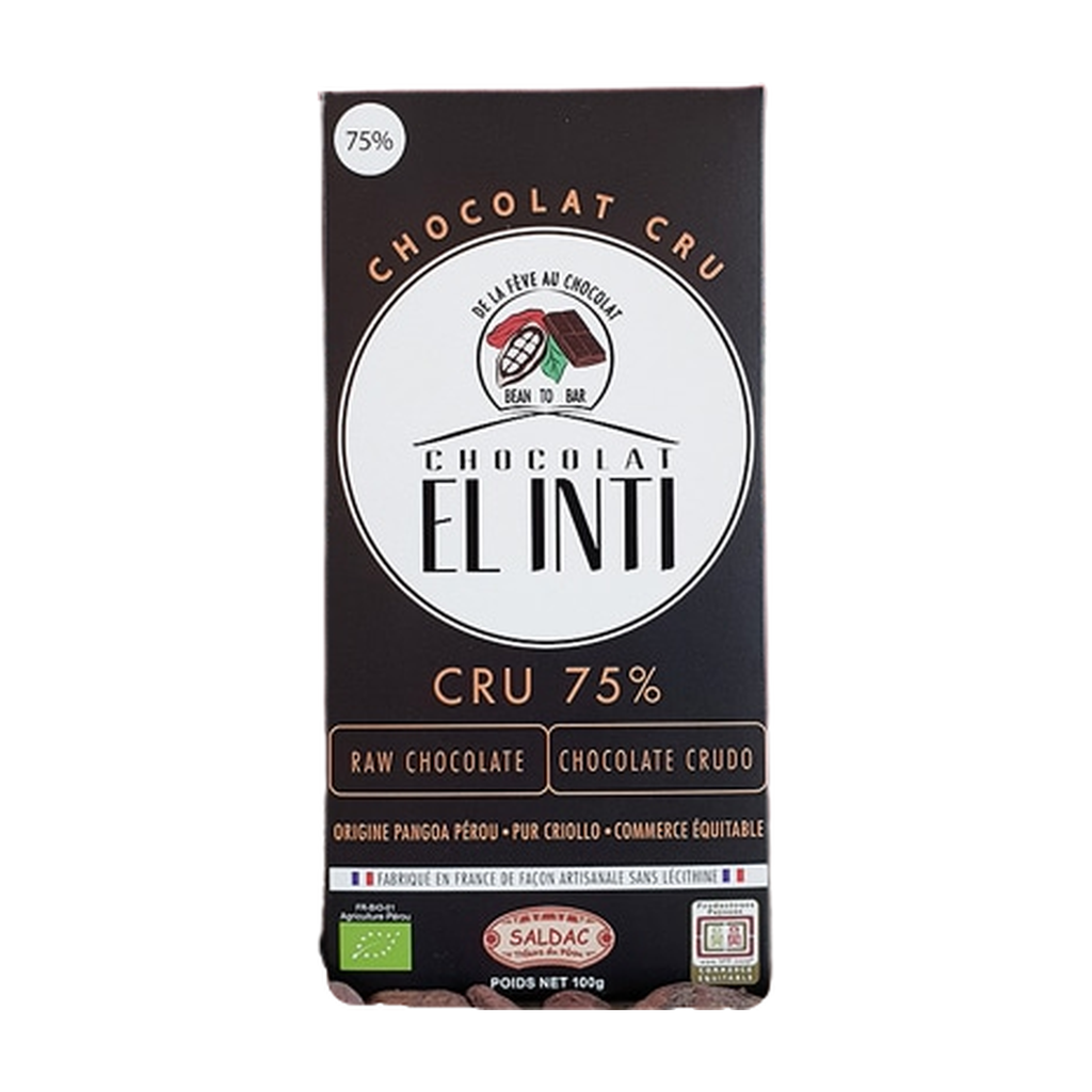 100g - Chocolat noir cru 75% El Inti bio - Saldac