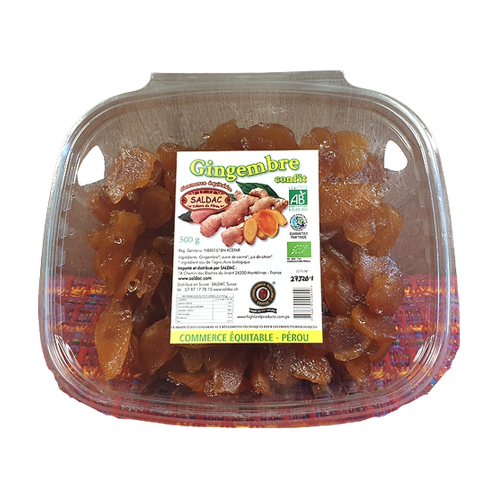 [SD-GINCONF500] 500g - Gingembre confit en fines tranches bio - Saldac