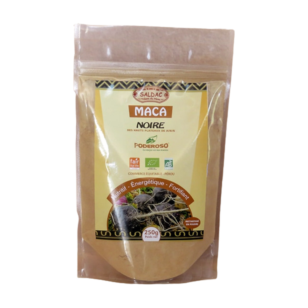[SD-MACANOIR250] 250g - Maca noire pure en poudre sachet bio - Saldac