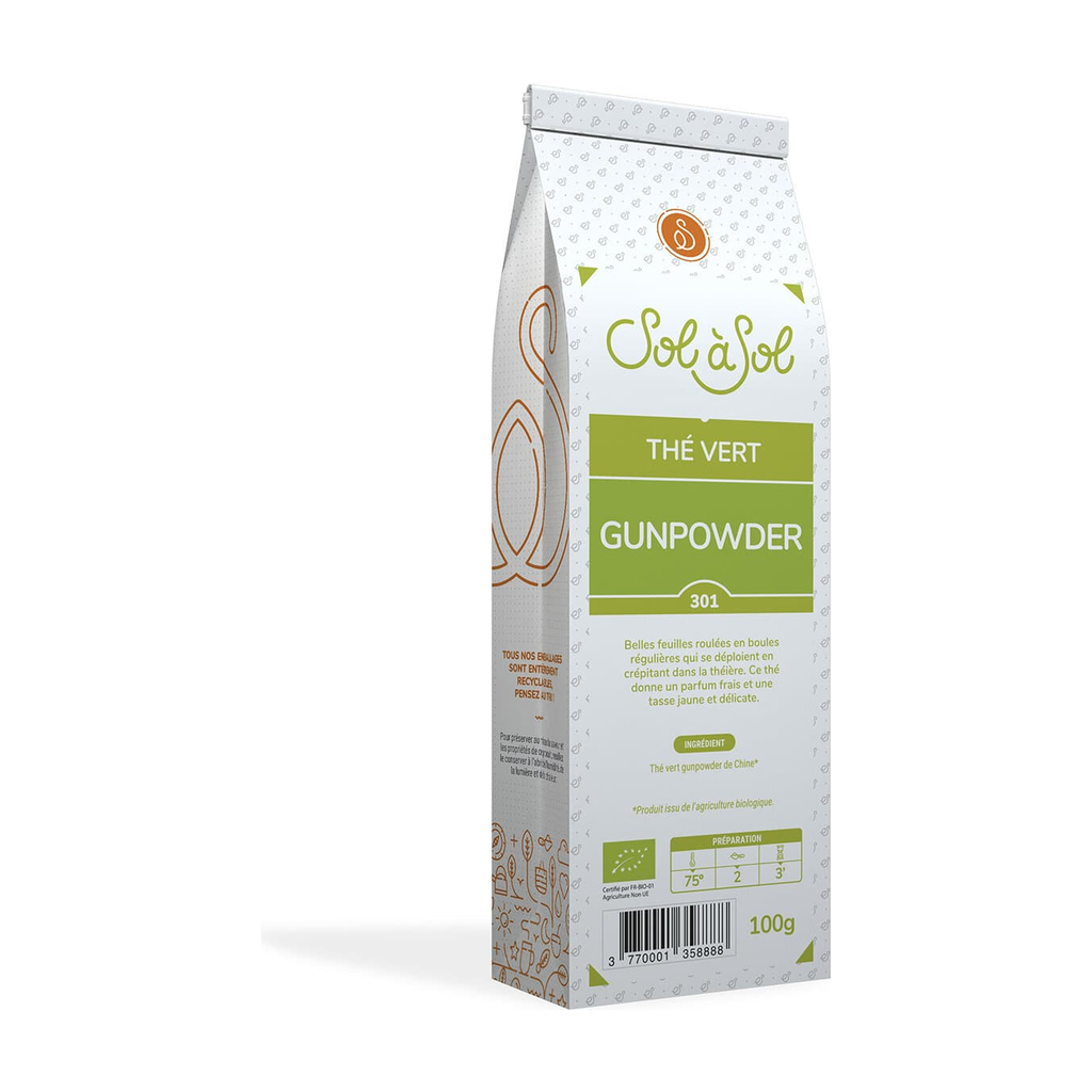[SS-TV-GUNPOW100] 100g - Thé vert gunpowder bio - Sol à Sol