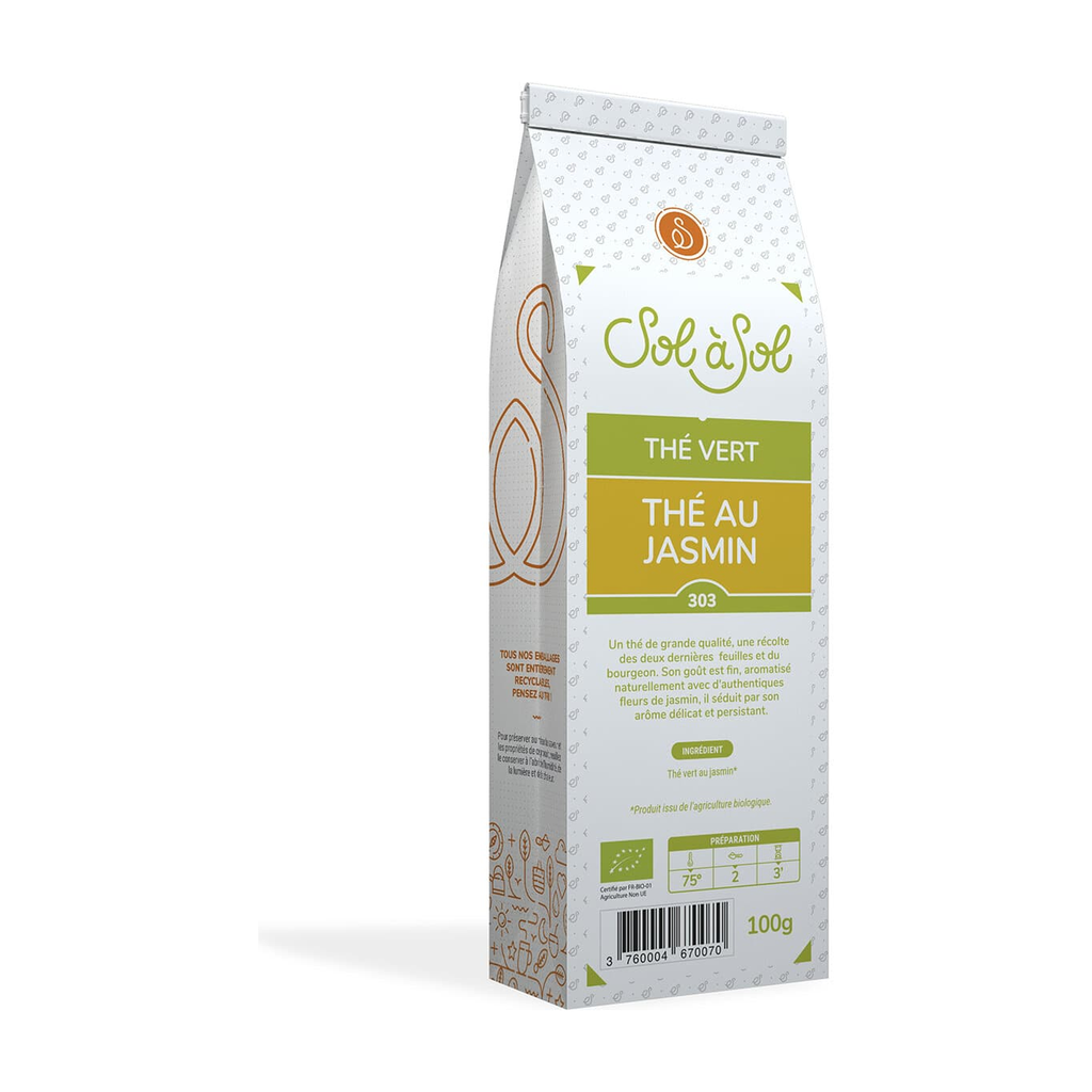 [SS-TV-JASMIN100] 100g - Thé vert au jasmin bio - Sol à Sol