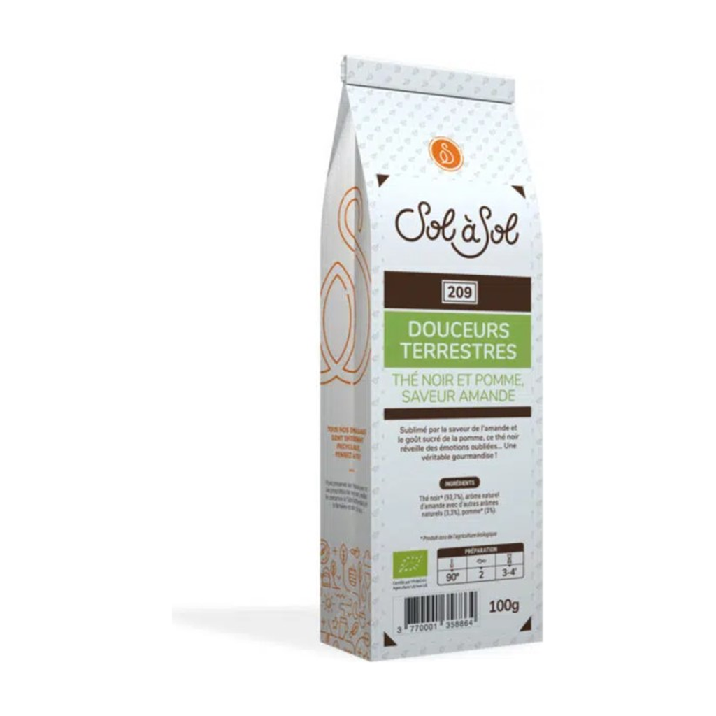 [SS-TN-AMAND100] 100g - Thé noir Douceurs terrestres / Amandes bio - Sol à Sol