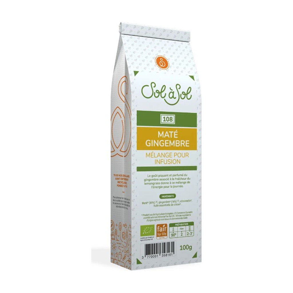 [SS-MA-GINGCITR100] 100g - Maté, gingembre et citron bio - Sol à Sol