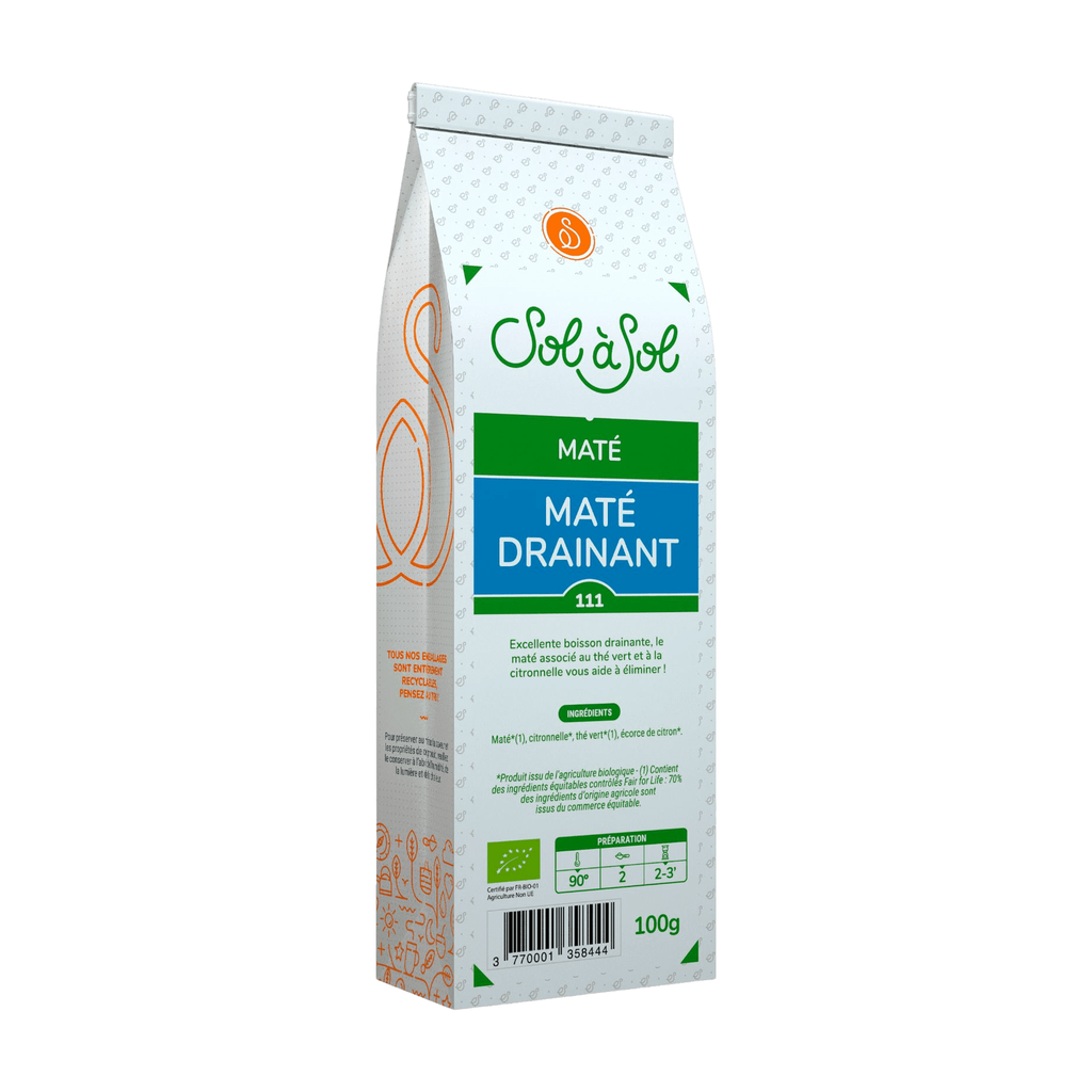 [SS-MA-DRAIN100] 100g - Maté drainant (thé vert) bio - Sol à Sol
