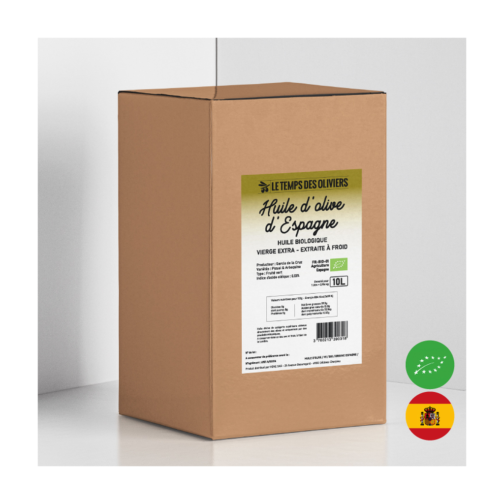 [TP-1A427] 10l - Huile d'olive vierge extra Espagne bio - Le Temps des Oliviers