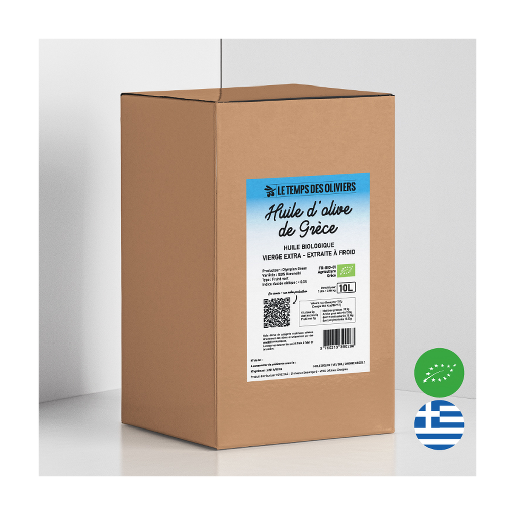 [TP-1A420] 10l - Huile d'olive vierge extra Grèce bio - Le Temps des Oliviers