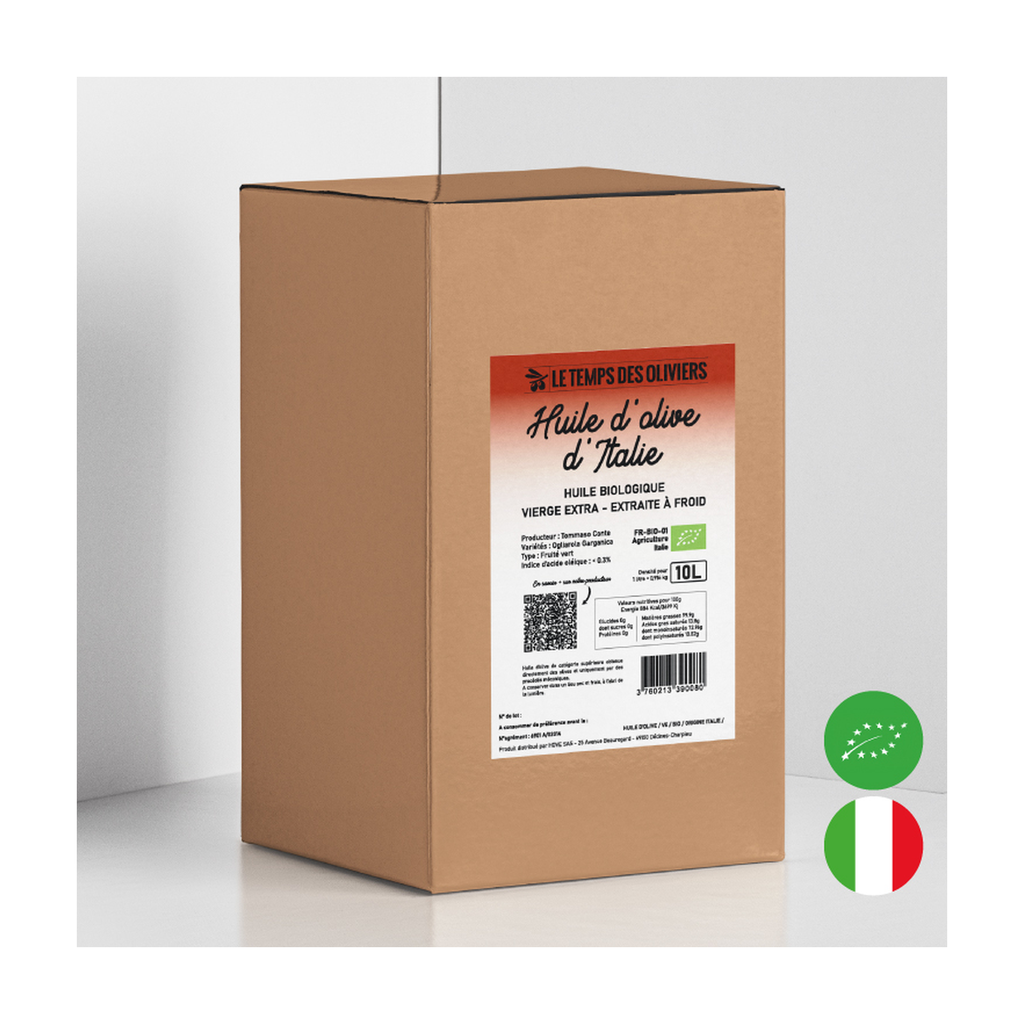 [TP-1A439] 10l - Huile d'olive vierge extra Italie bio - Le Temps des Oliviers