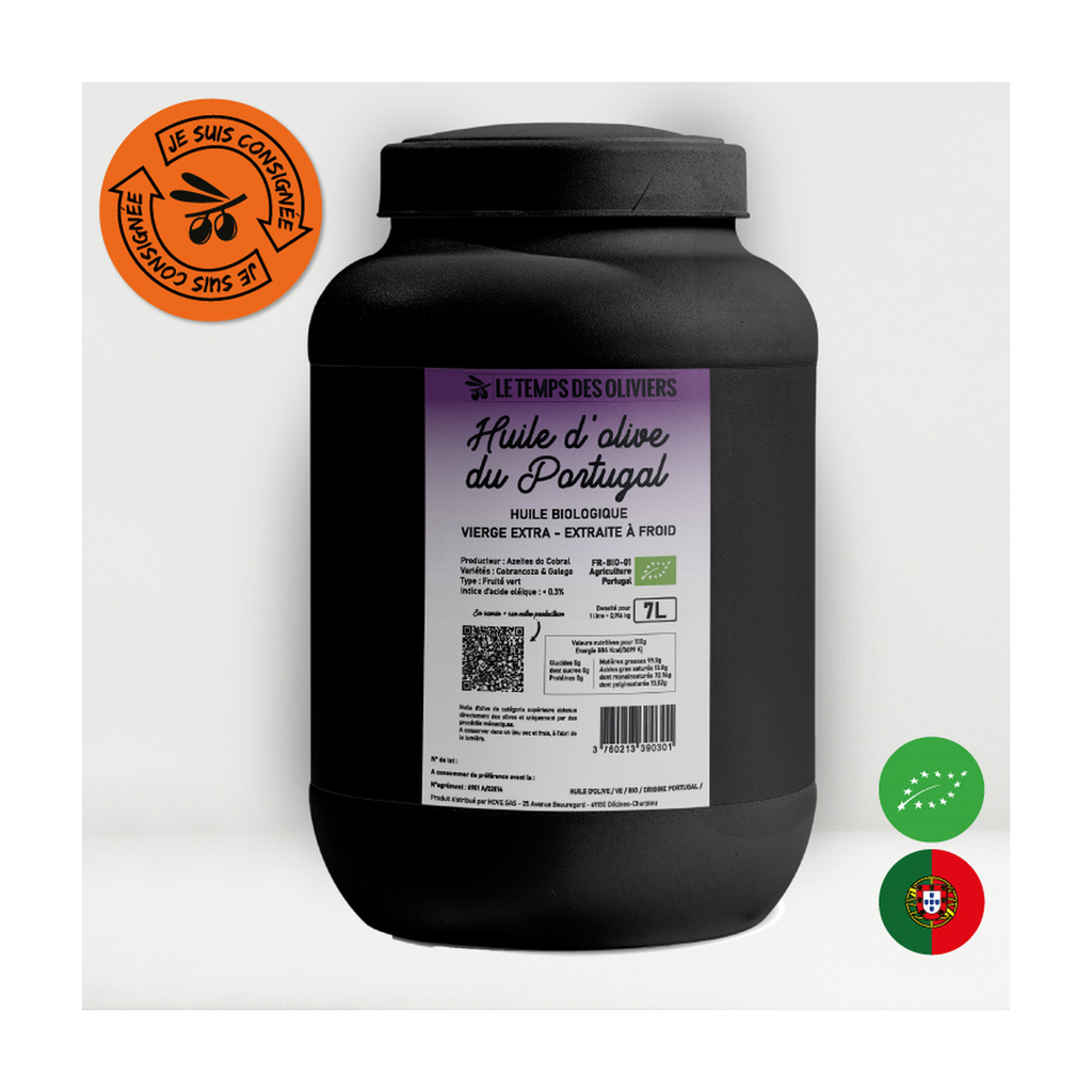 [TP-1A434] 7l - Huile d'olive vierge extra Portugal Azeites do cobral bio (réemploi) - Le Temps des Oliviers