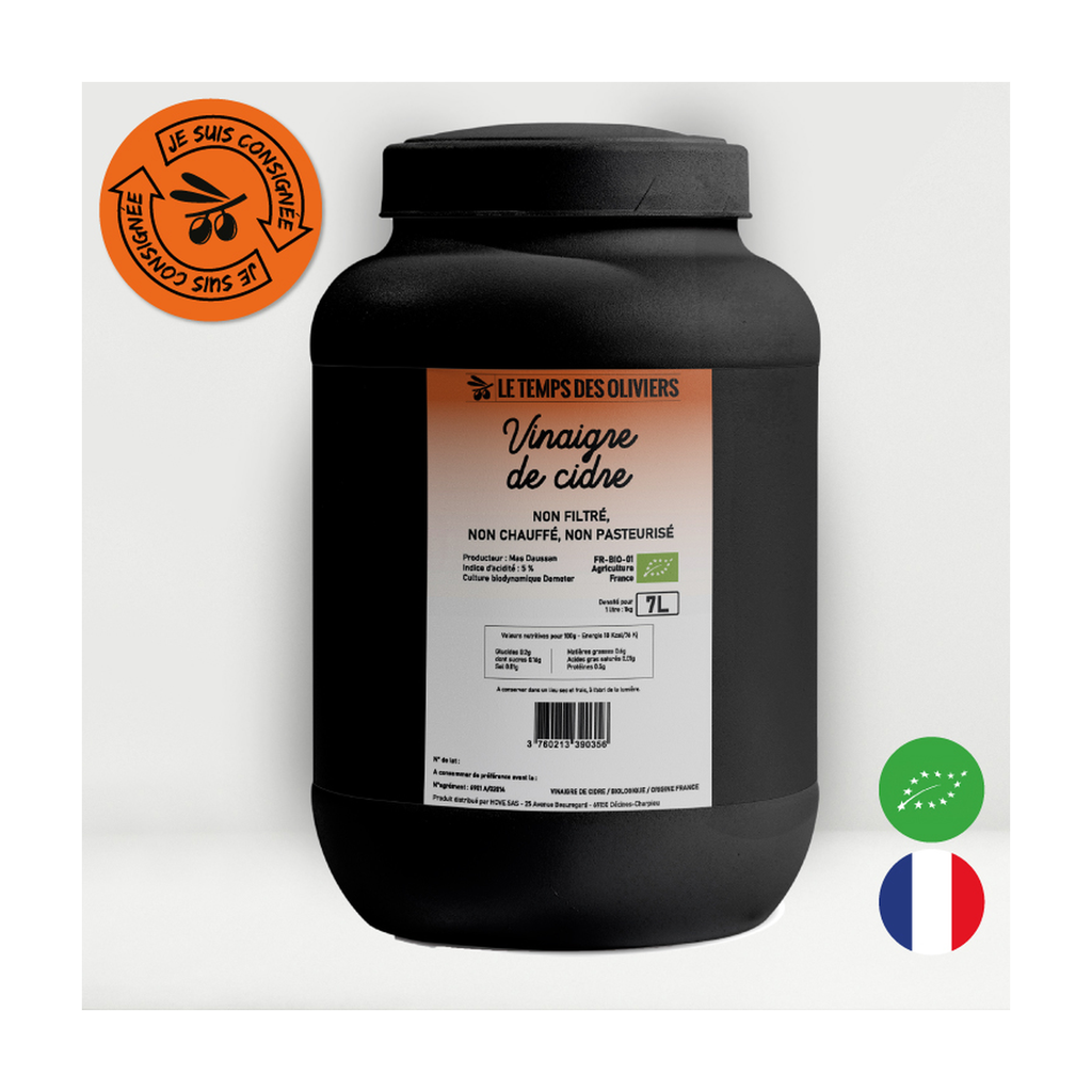 [TP-VINCID7L] 7l - Vinaigre de cidre bio (réemploi) - Le Temps des Oliviers