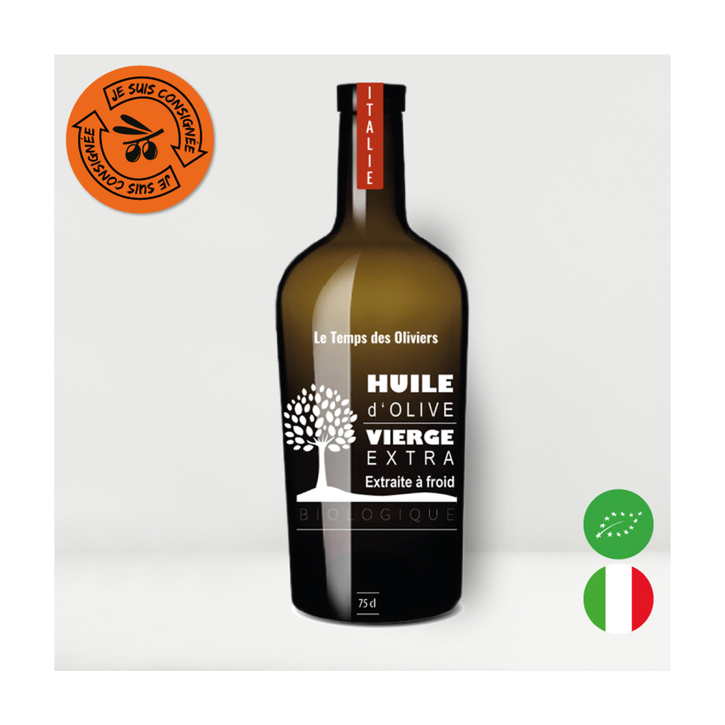 [TP-1A445] 50cl - Huile d'olive vierge extra Italie bio (réemploi) - Le Temps des Oliviers