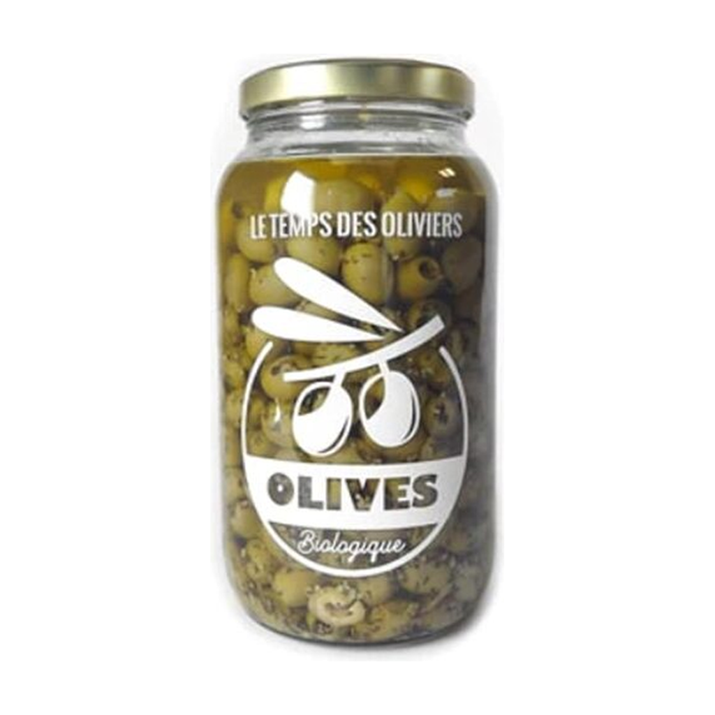 [TP-1B607] 2,6kg - Olives vertes dénoyautés bio - Le Temps des Oliviers