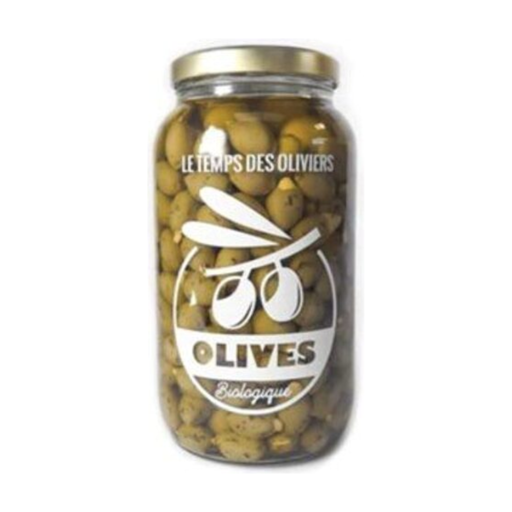 [TP-1B609] 2,8kg - Olives vertes farcies à l'ail bio - Le Temps des Oliviers