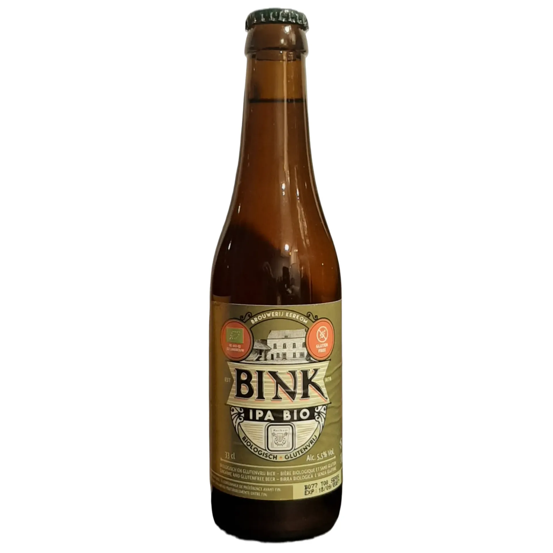 [RK-BKIPA33] 33cl - Bink IPA - 5,5° SANS GLUTEN bio (consigné) - Brasserie De Ranke