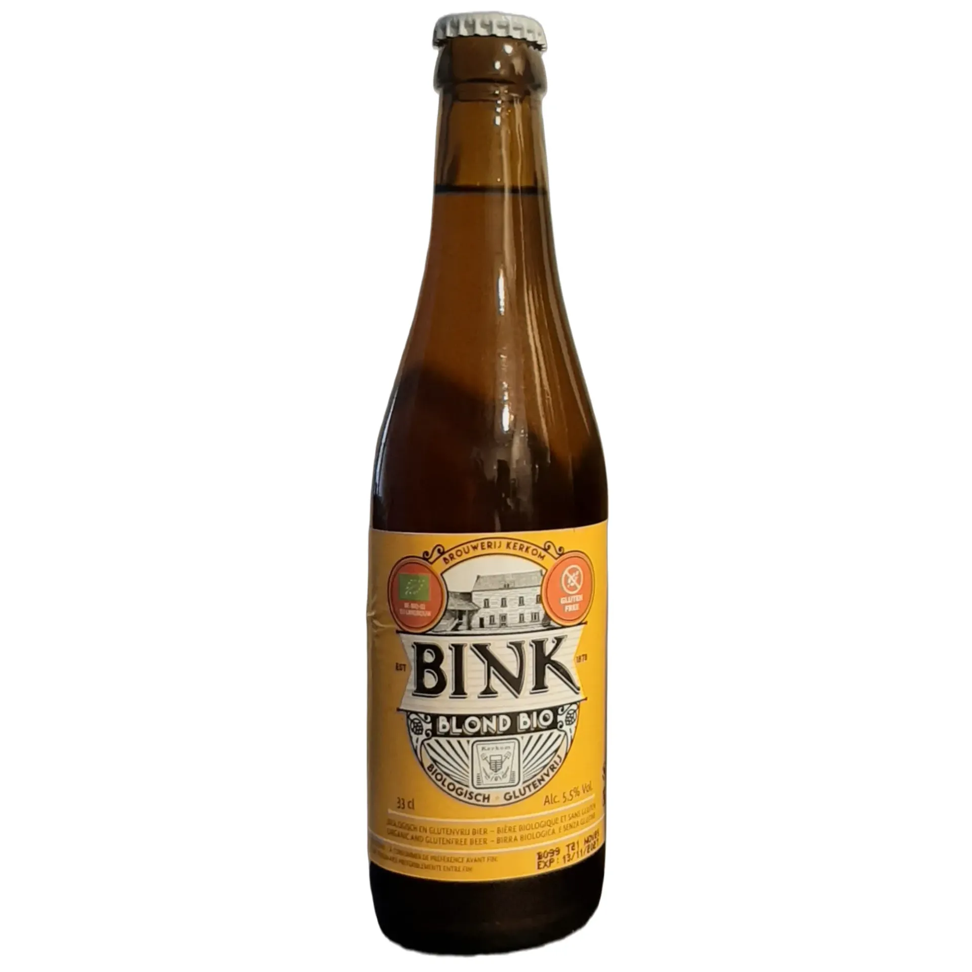 [RK-BKBLO33] 33cl - Bink Blonde - 5,5° SANS GLUTEN bio (consigné) - Brasserie De Ranke
