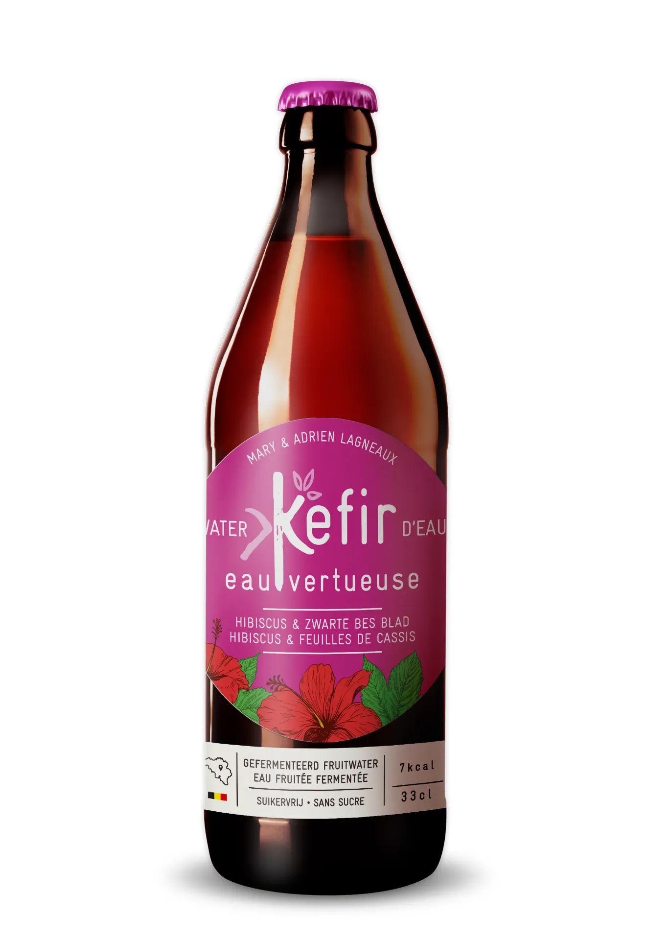 [EV-KR33] 33cl - Kéfir Hibiscus / Feuilles de cassis bio (consigné) - L'Eau Vertueuse