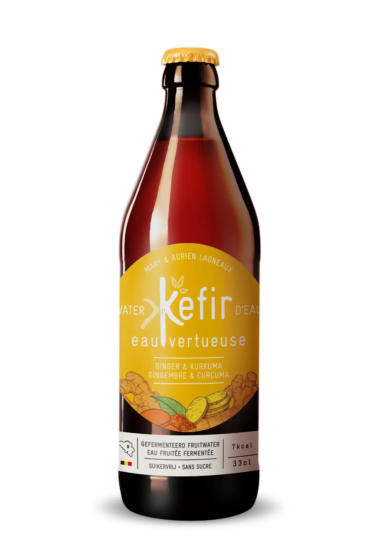 [EV-KJ33] 33cl - Kéfir Gingembre Curcuma bio (consigné) - L'Eau Vertueuse