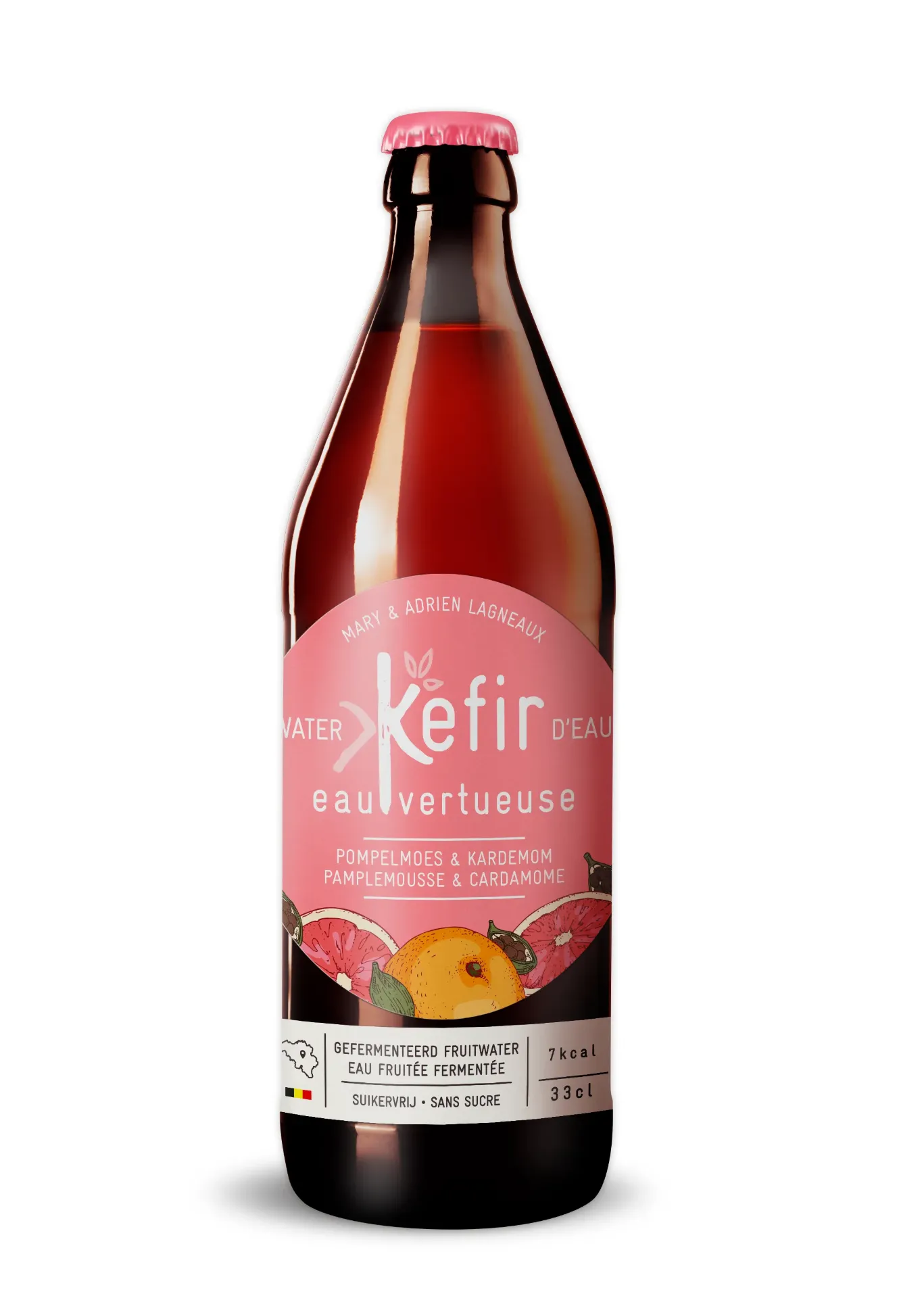 [EV-KP33] 33cl - Kéfir Pamplemousse / Cardamone bio (consigné) - L'Eau Vertueuse