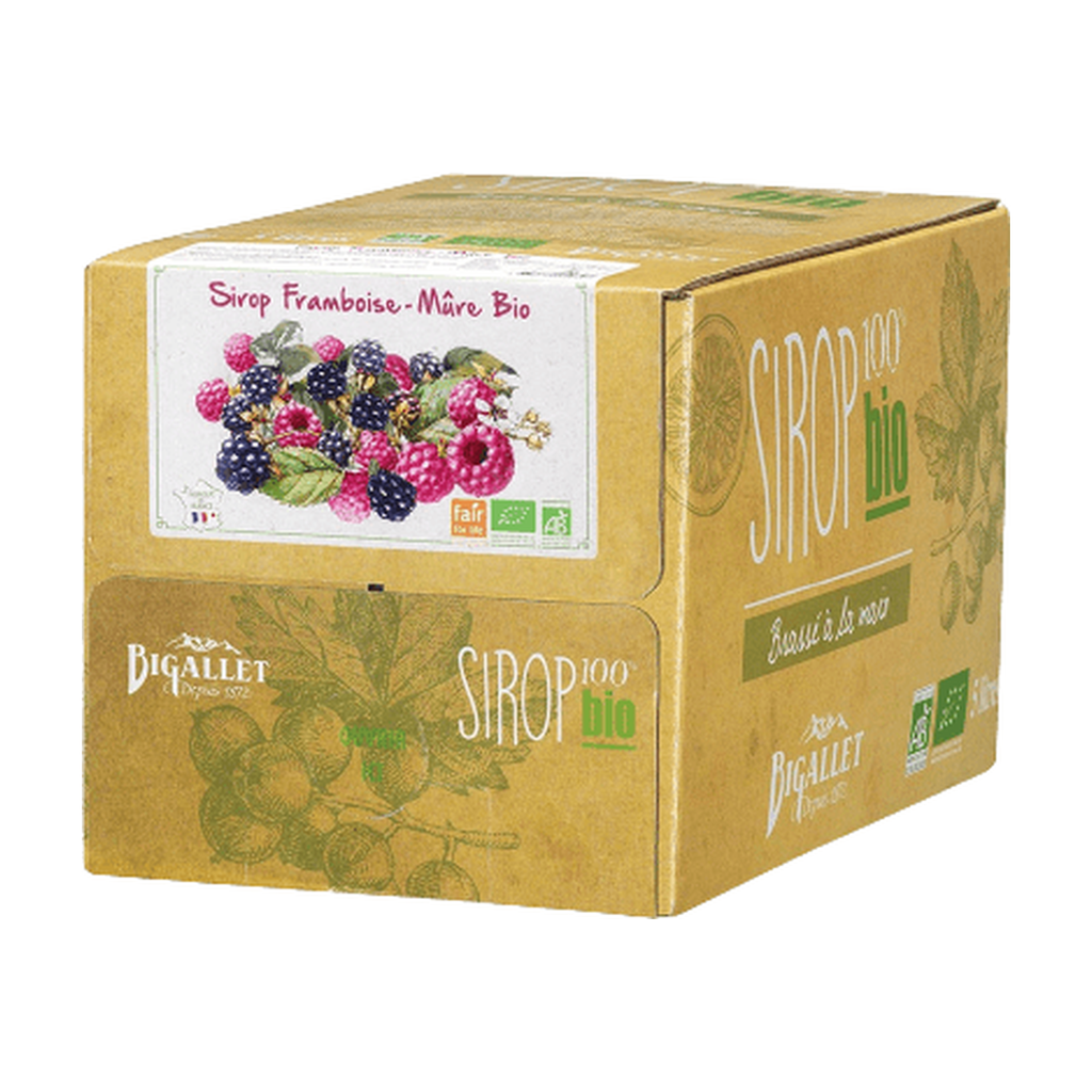 [BT-SIR-FRAMBMUR5L] 5l - Sirop framboise et mûre (vrac) bio - Bigallet