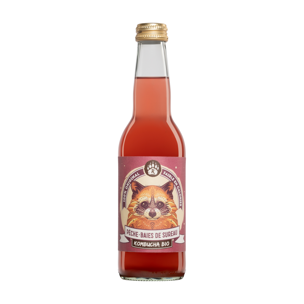 [BB-PECSUR33] 33cl - Kombucha Pêche-Sureau bio (ambiant) - R Kombucha