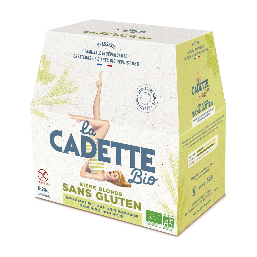 [CL-CADSG25X6] pack de 6x25cl - Cadette blonde SANS GLUTEN 5° bio - Brasserie Castelain