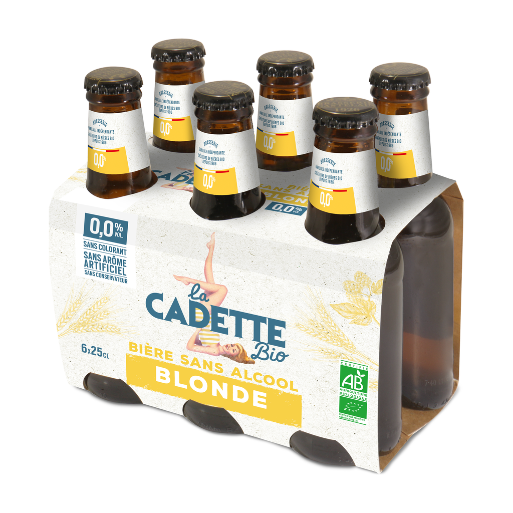 [CL-12465] pack de 6x25cl - Cadette blonde 0° SANS ALCOOL bio - Brasserie Castelain
