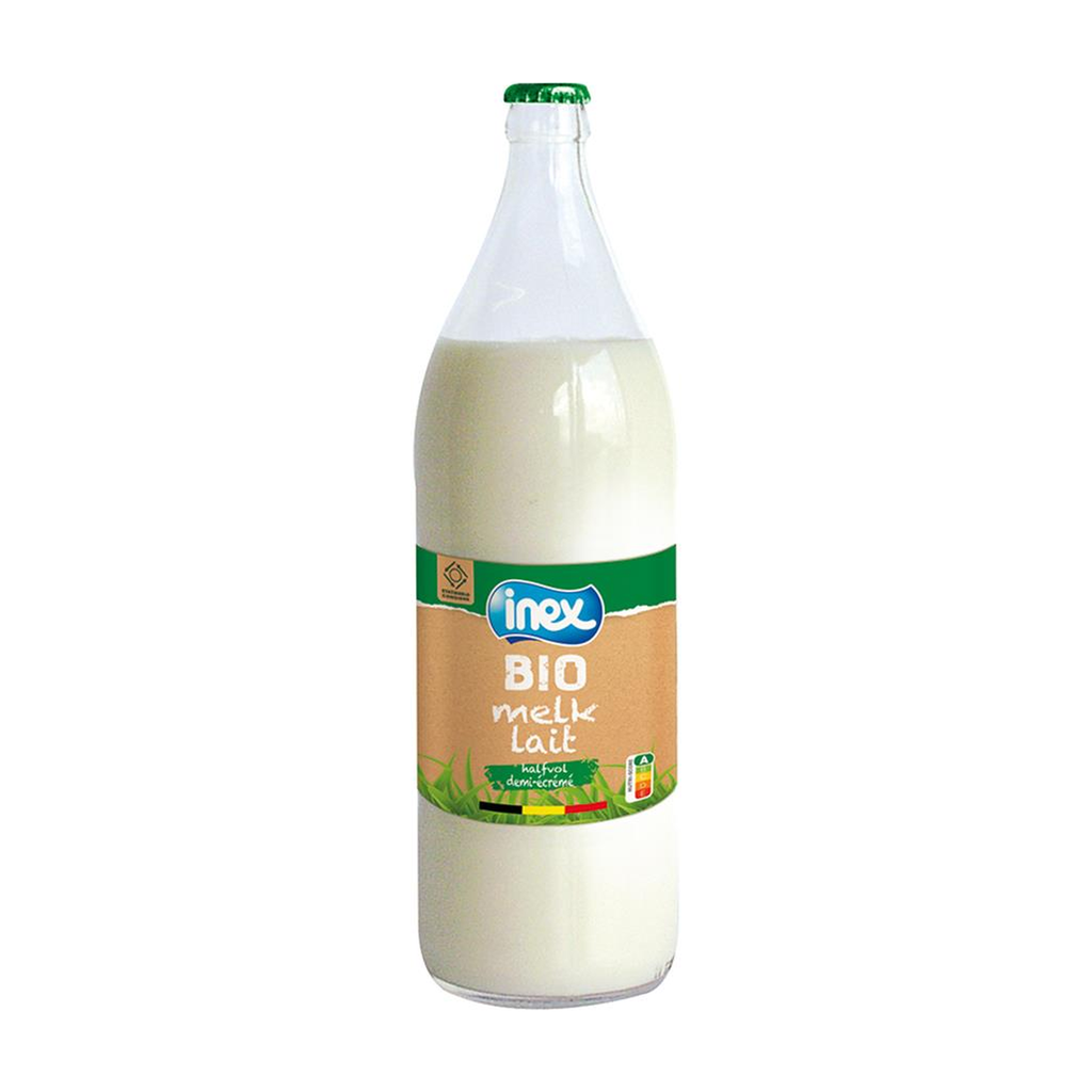 [IX-DECVC1L] 1l - Lait demi écrémé UHT BIO  - (bouteille verre consignée) - Inex