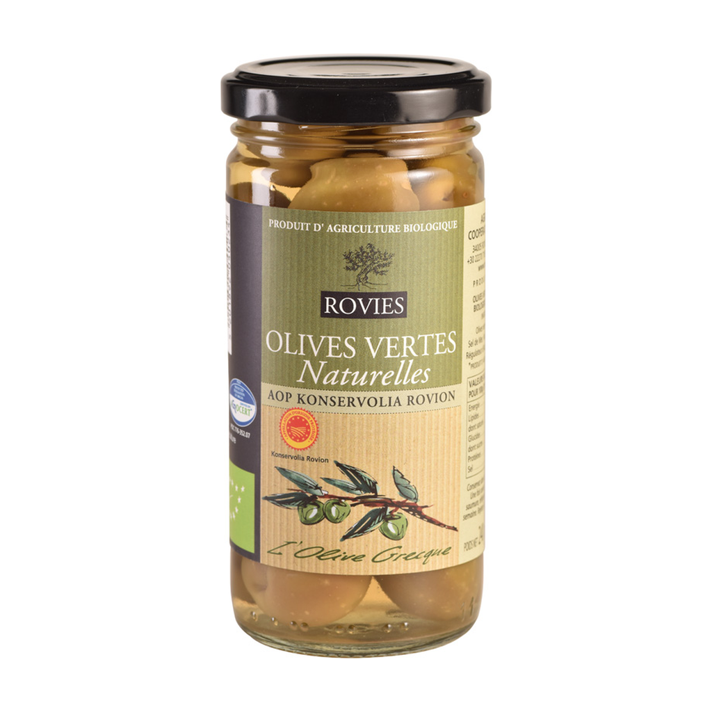 [EP-OLV-ENT350] 350g - Olives vertes entières bio - Rovies