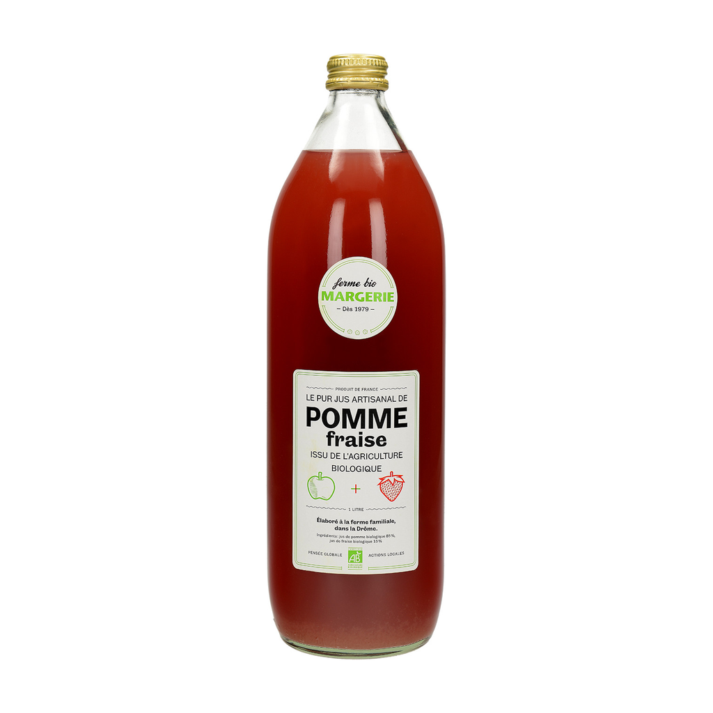 [MG-POMFRA100] 1l - Jus Pomme-Fraise (réemploi) bio - Ferme de Margerie