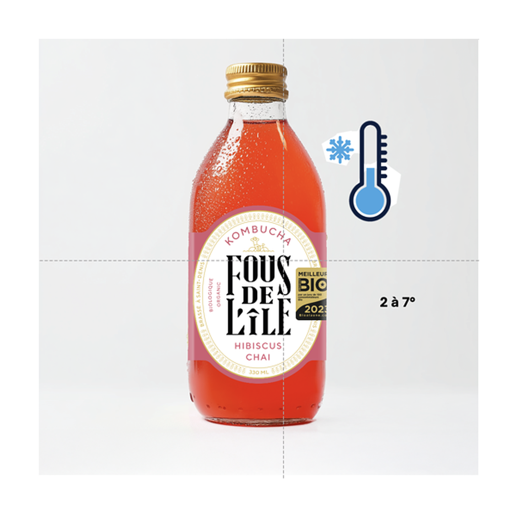 33cl - Kombucha Hibiscus Chai bio (réemploi) - Fous de l'Ile