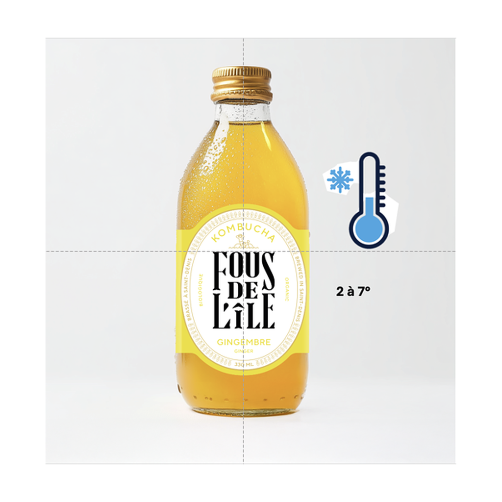 [FI-K001P33] 33cl - Kombucha Gingembre bio (réemploi) - Fous de l'Ile