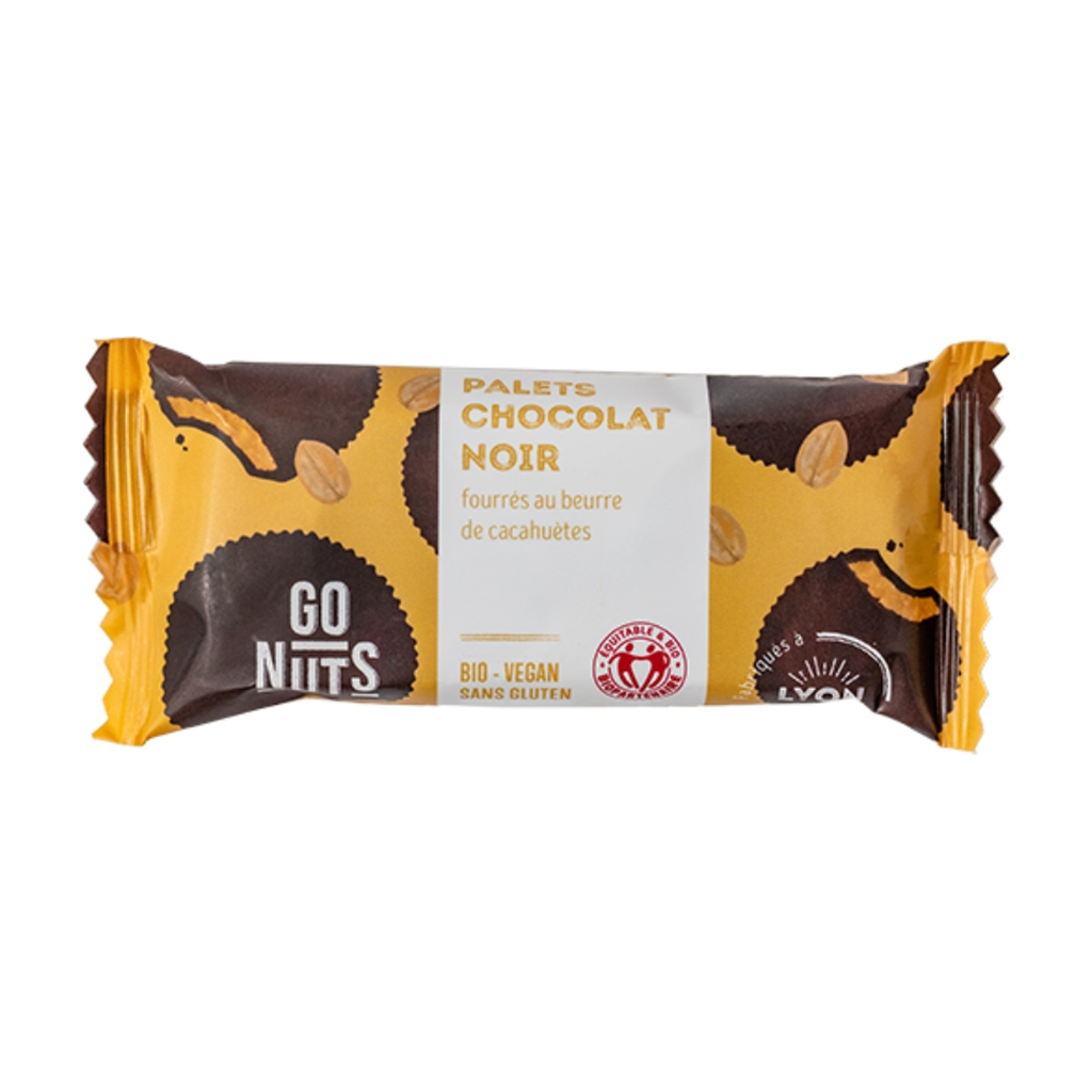 [GN-00095] 2x17g - Palets chocolat NOIR fourrage beurre de cacahuètes bio - Go Nuts