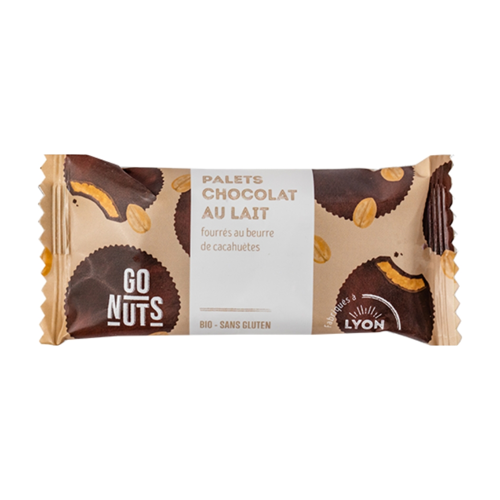 [GN-00113] 2x17g - Palets chocolat au LAIT fourrage beurre de cacahuètes bio - Go Nuts