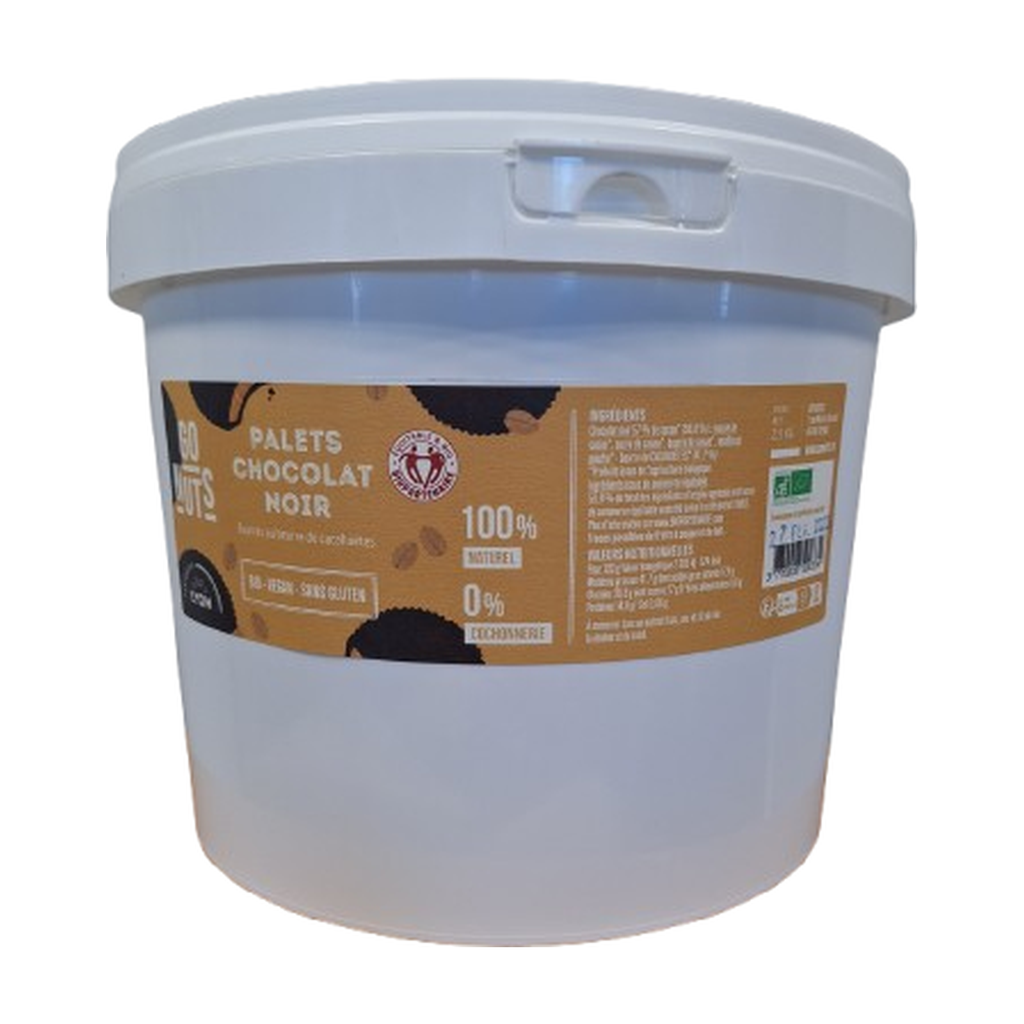 [GN-PNC2KG5] 2,5kg - Palets chocolat NOIR fourrage beurre de cacahuètes 17g VRAC bio - Go Nuts