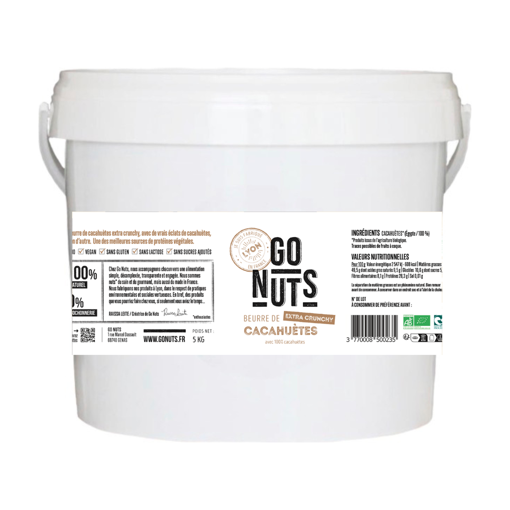 [GN-00069] 5kg - Beurre de cacahuètes extra crunchy bio - Go Nuts