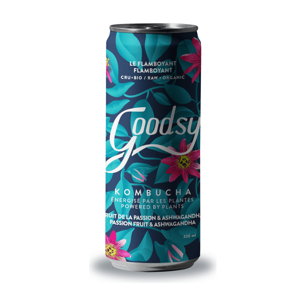 [GK-FLAM33] 33cl - Kombucha Le Flamboyant (fruit de la passion et ashwagandha) bio - Goodsy Kombuchas