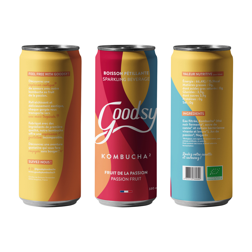 [GK-PAS33] 33cl - Kombucha Fruit de la passion bio (ambiant) - Goodsy Kombuchas